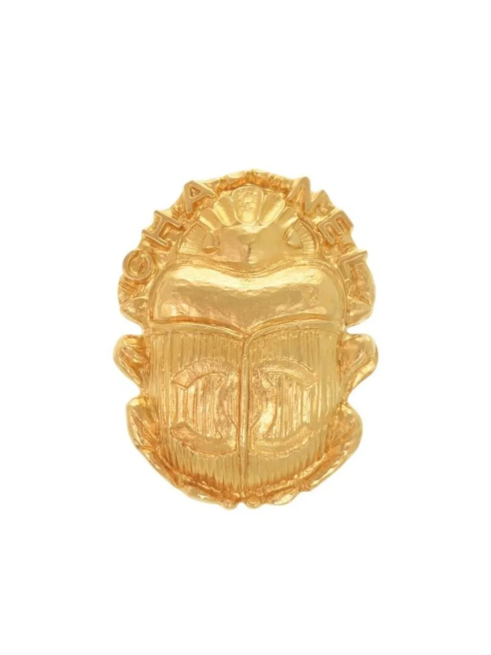 Chanel Scarab Motif CC Logo Metal Gold Brooch